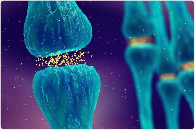 serotonin in synapse of neuron - by nobeastsofierce