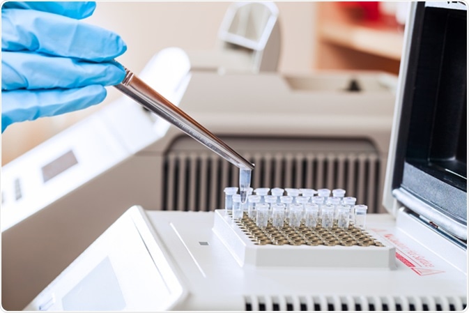 Technician loading test tubes with sampled DNA for polymerase chain reaction. Image Credit: Nikita G. Sidorov / Shutterstock