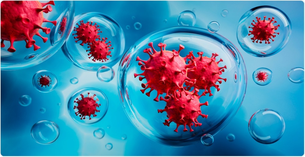 Coronavirus particles in aerosol droplets