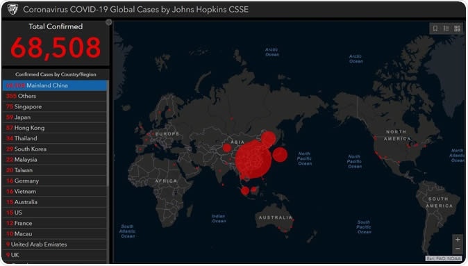 Coronavirus COVID-19 Global Cases by Johns Hopkins CSSE