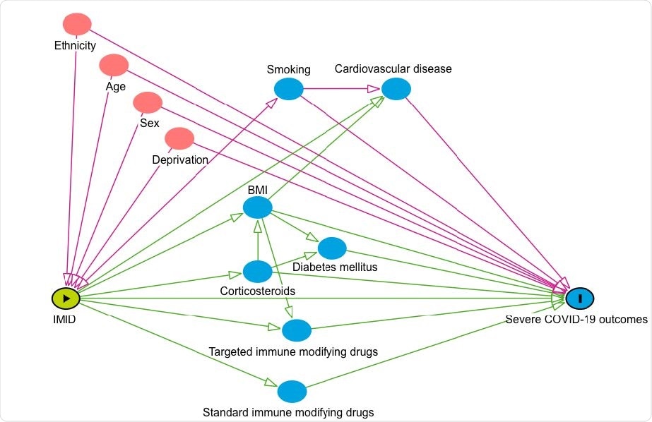 Conceptual framework: risk of COVID-19-related death in people with IMIDs compared to the general population