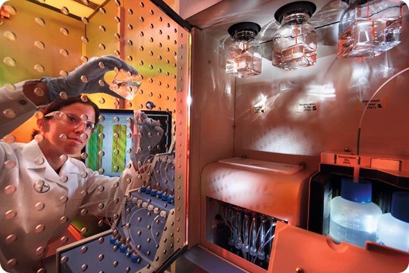 Researcher conducting genome analysis