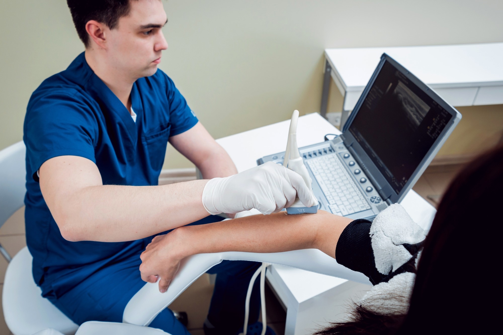 Elbow sonography. Image Credit: Roman Zaiets / Shutterstock