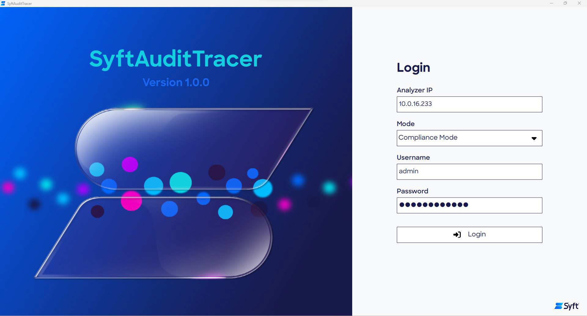 SyftAuditTracer login page