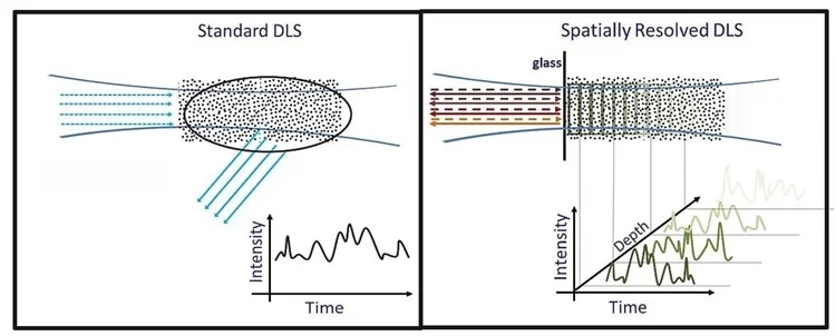Differences between conventional DLS and Spatially Resolved-DLS
