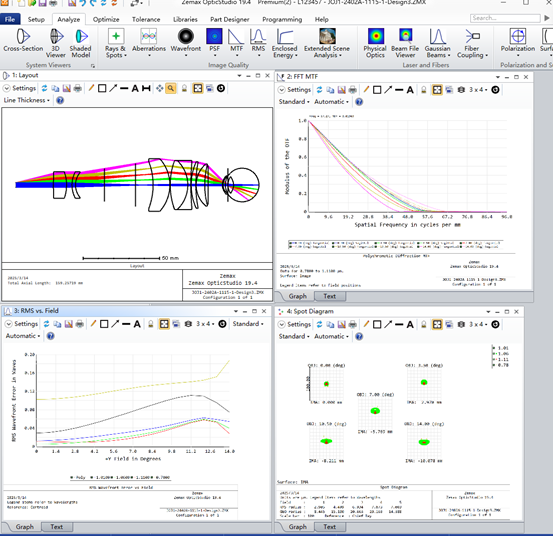 Optical performance of the long-range detection lens