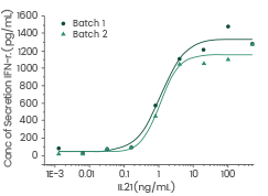 Two independent lots of GMP-grade human IL-21 (Cat#: GMP-10584-HNAE) showed identical bioactivity